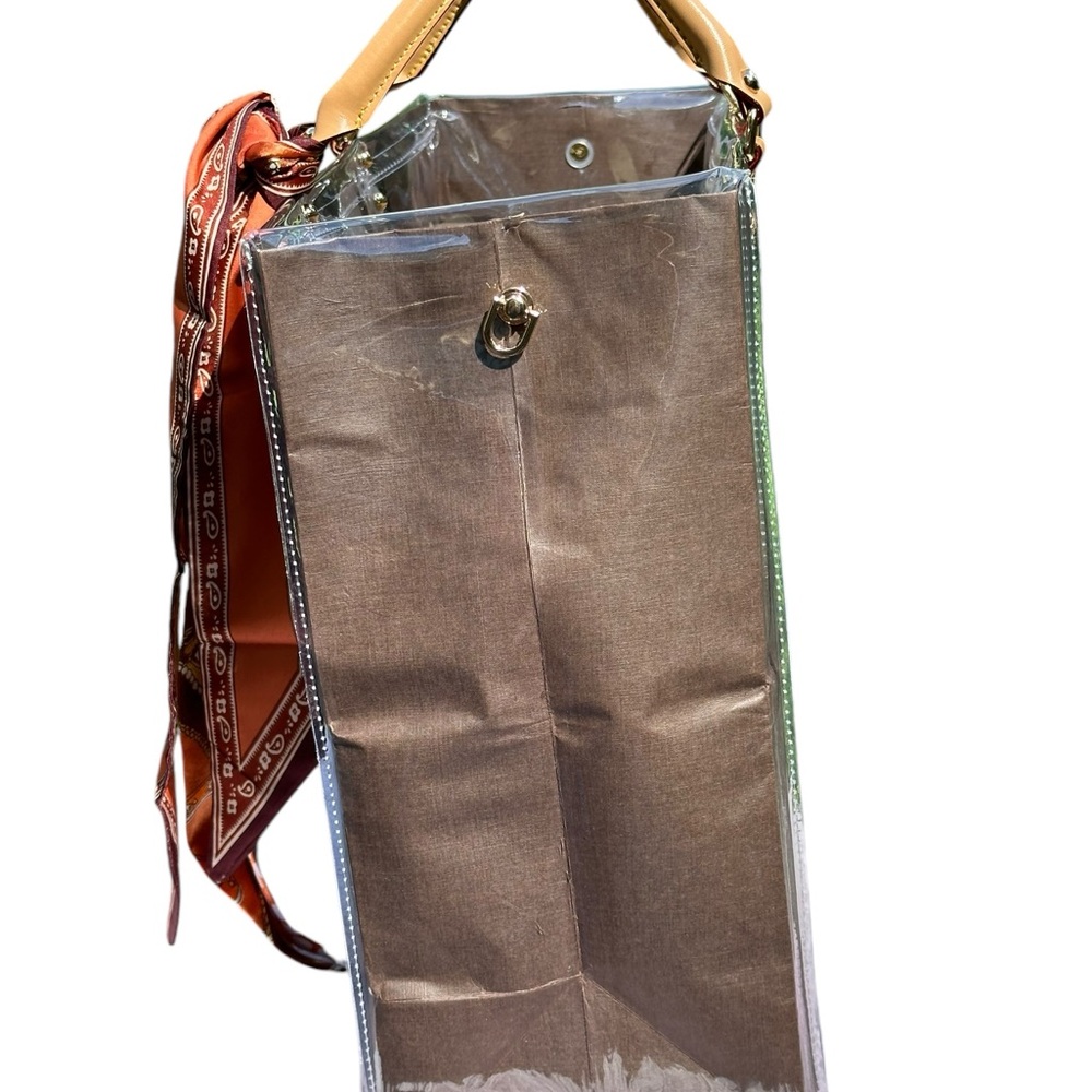 Authentic Louis Vuitton Shopping Bag with clear PVC, handles and crossbody rings - Picture 6 of 10